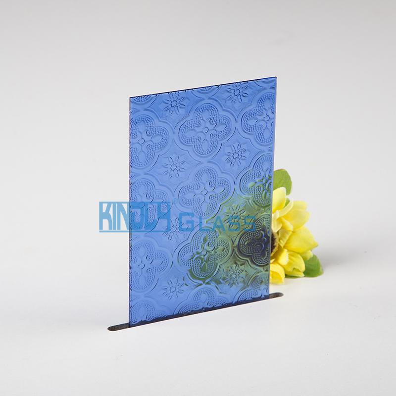 Blue Flora Patterned Glass